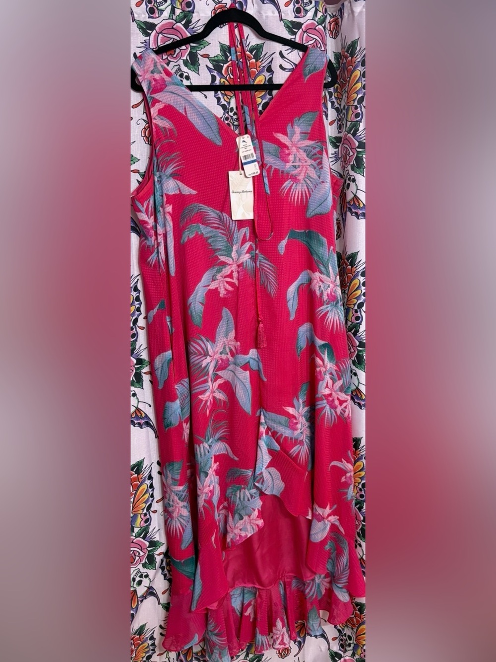 Tommy Bahama Hot Pink Tropical-Print Maxi Dress